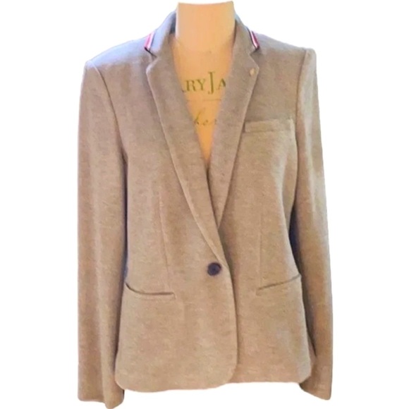 Tommy Hilfiger Pinstripe One-Button Patch Sleeve Gray Blazer SZ 14 - Picture 1 of 10